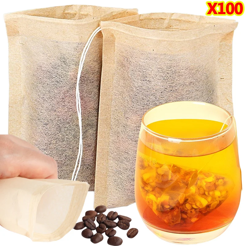 Coffee Bean And Tea Leaf - 100Pcs Teabags with Drawstring Filter Empty
