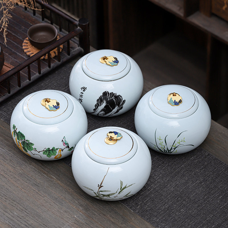 Coffee Bean And Tea Leaf - Blue-green Porcelain Tea Leaf Jar Round