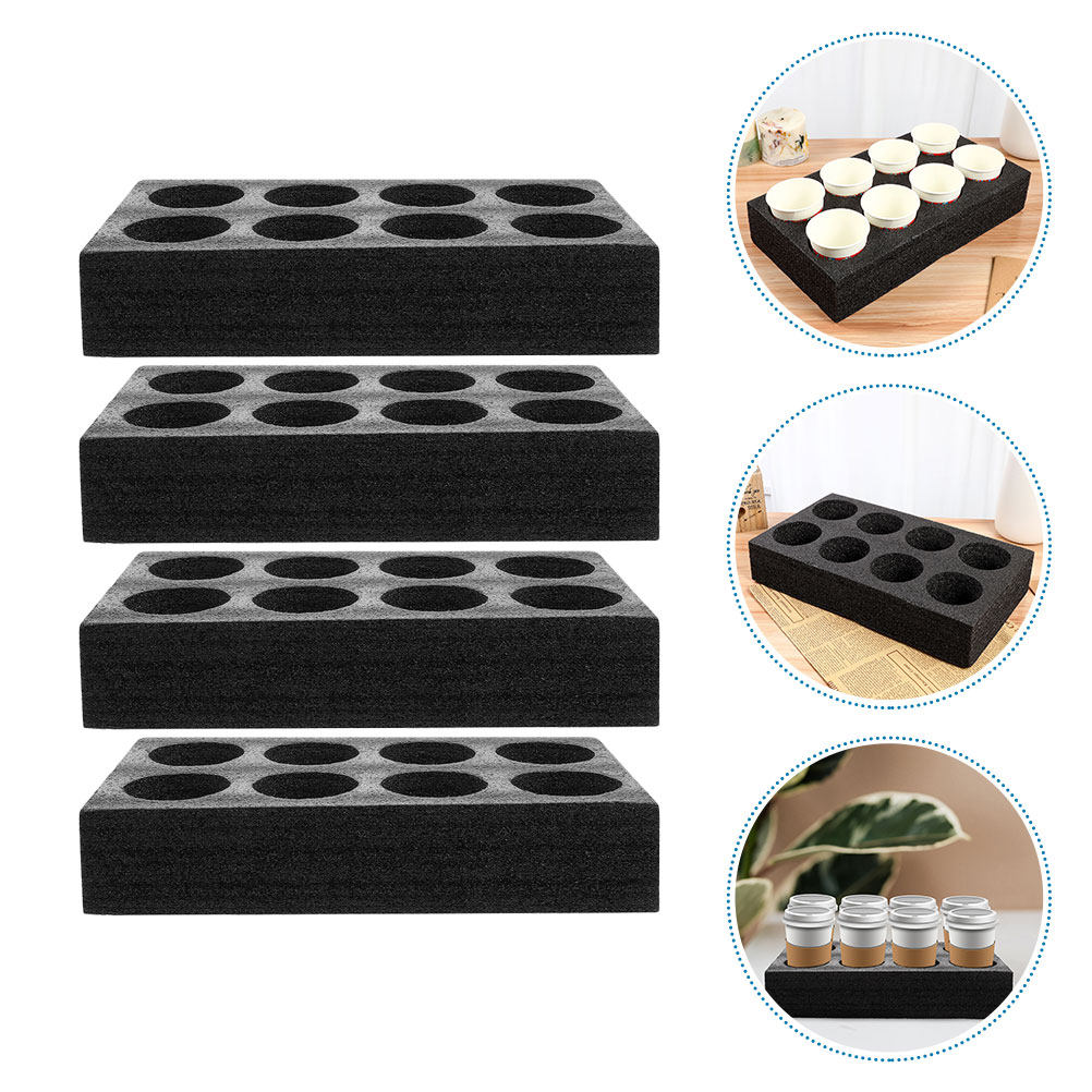 Coffee Tea With Milk - 4Pcs 8-Hole Beverage Cup Tray Premium