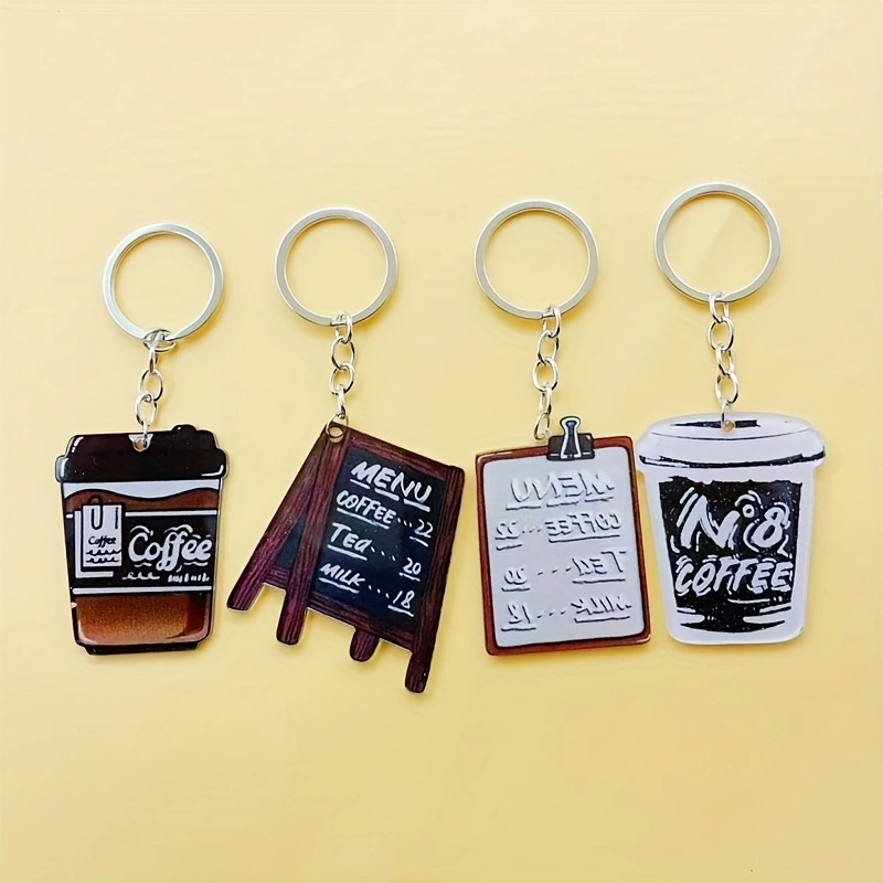 Coffee & Tea Restaurant - 8pcs acrylic coffee cup keychain, suitable