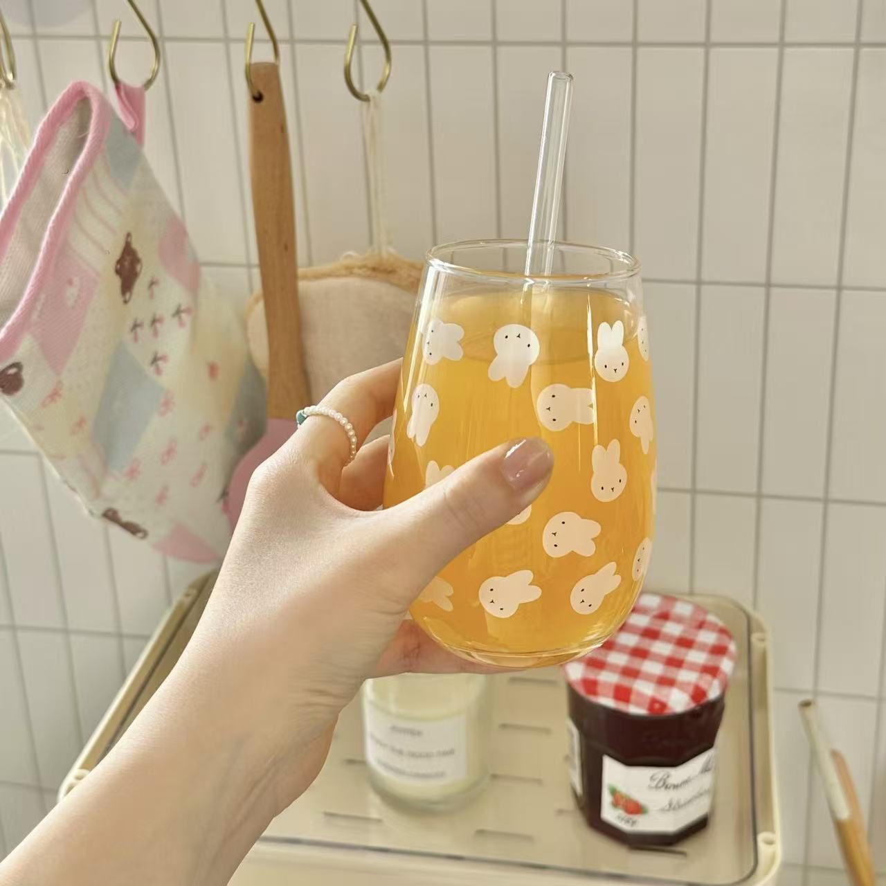 Cute Miffy Rabbit Printed Glas - Coffee Tea With Milk ulasan dan harga