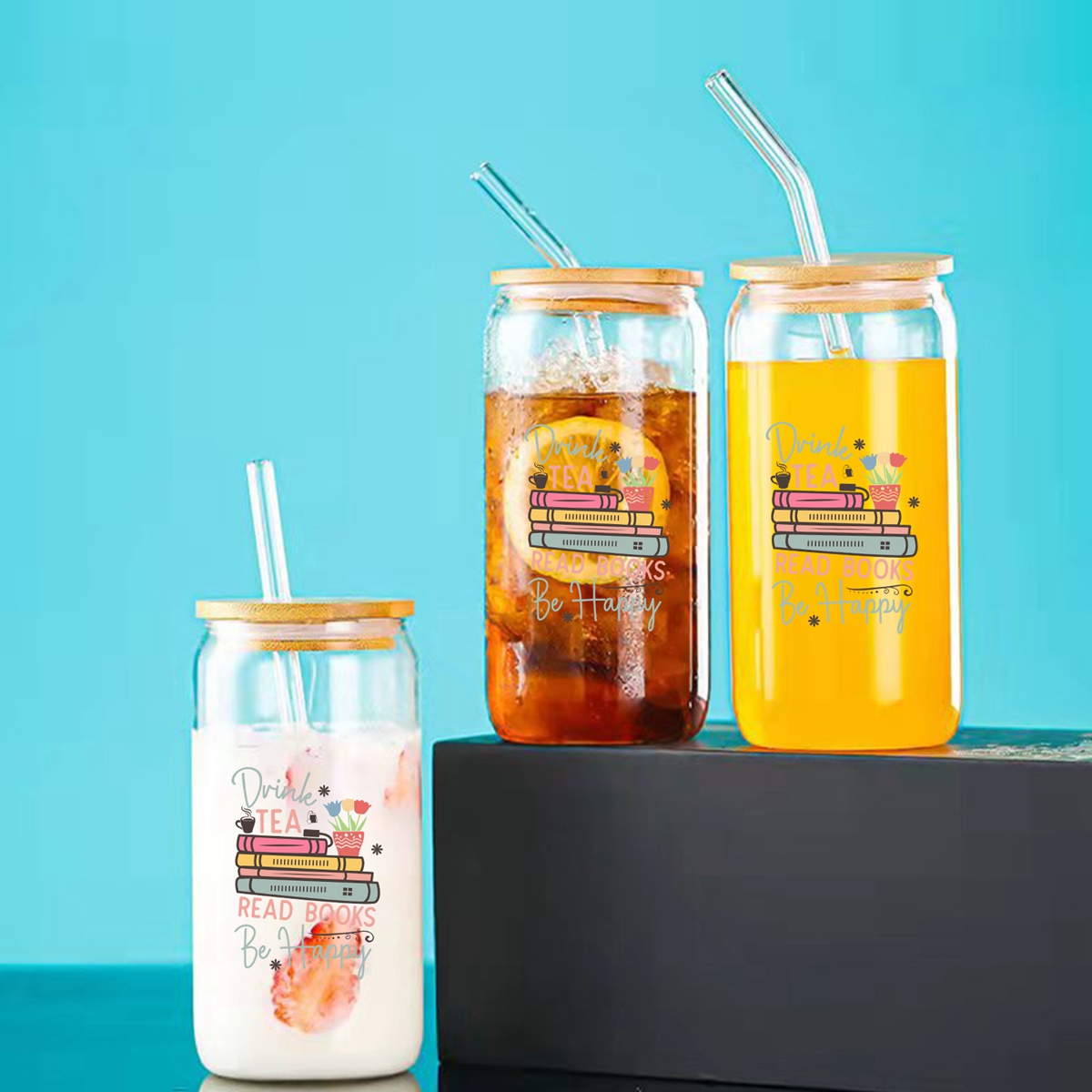 1pc Drink Tea Read Books Be Ha - Coffee Tea Library ulasan dan harga