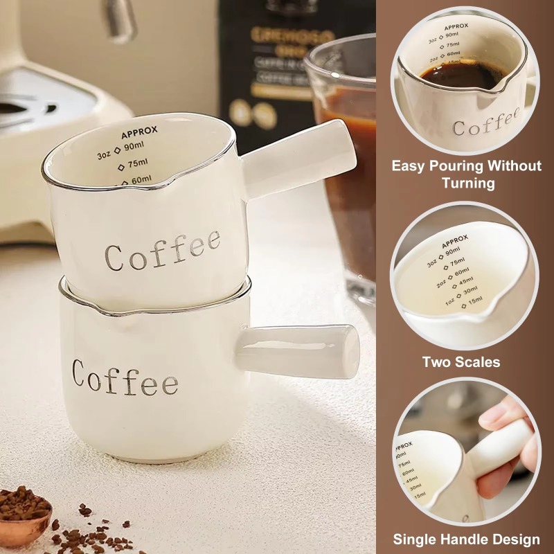 Mini Ceramic Coffee Cup with H - Coffee Tea With Milk ulasan dan harga