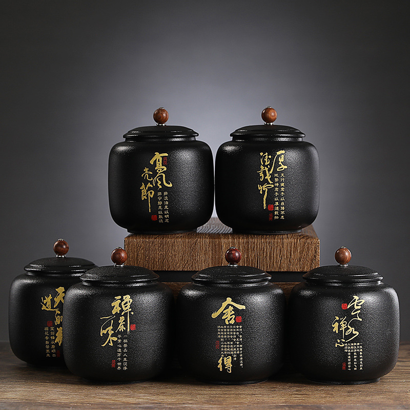 Black Ceramic Sealed tea can G - Coffee Tea Font ulasan dan harga