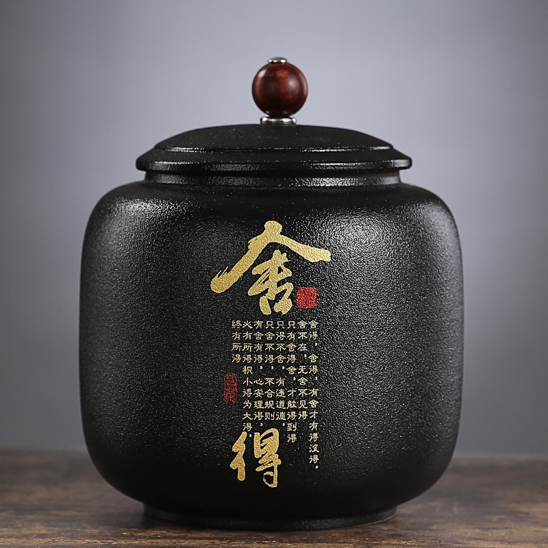 Black Ceramic Sealed tea can G - Coffee Tea Font ulasan dan harga