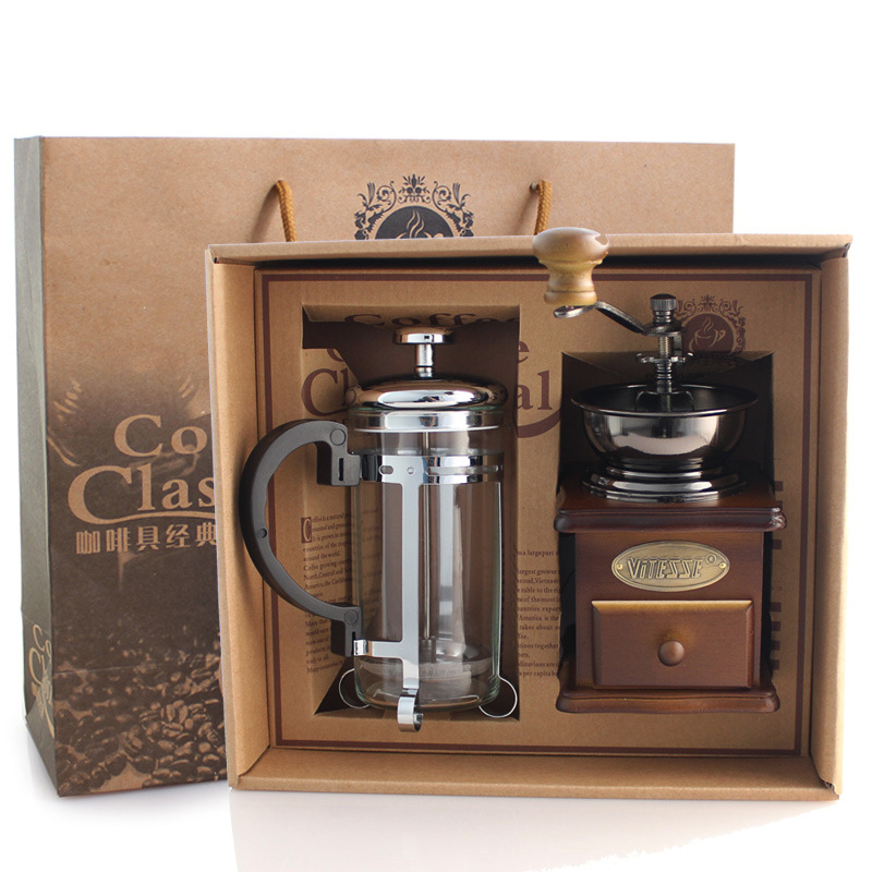 Coffee Pot Coffee Grinder Set  - French Press Glass ulasan dan harga