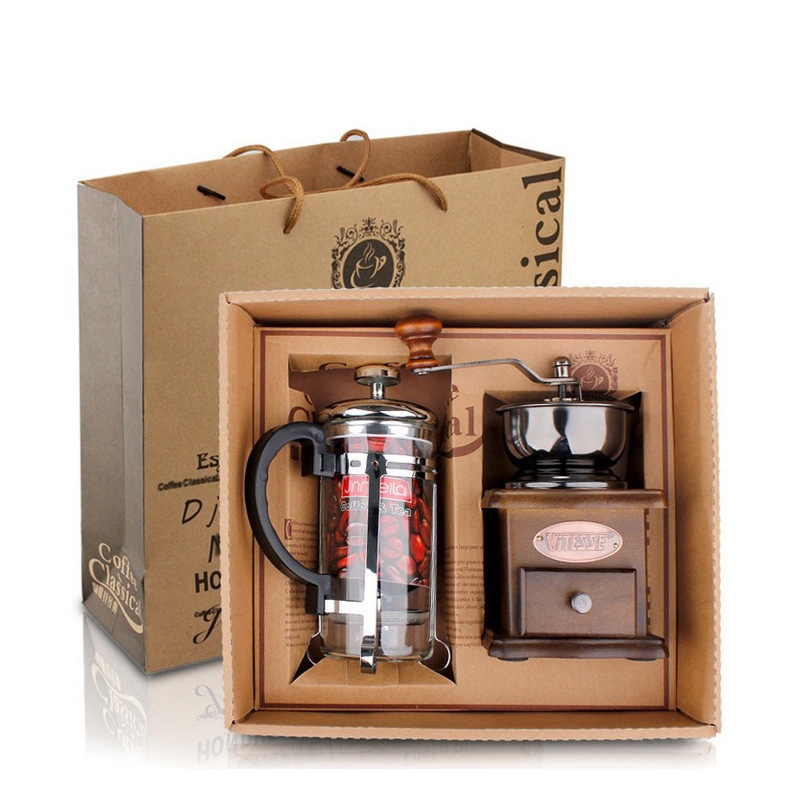 Coffee Pot Coffee Grinder Set  - French Press Glass ulasan dan harga
