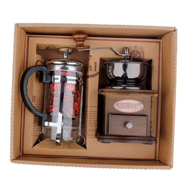 Coffee Pot Coffee Grinder Set  - French Press Glass ulasan dan harga
