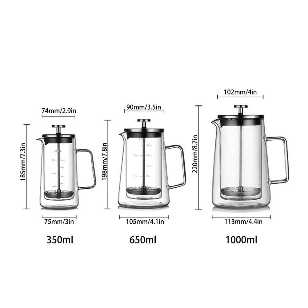 Double Layers French Press Pot - French Press Glass ulasan dan harga