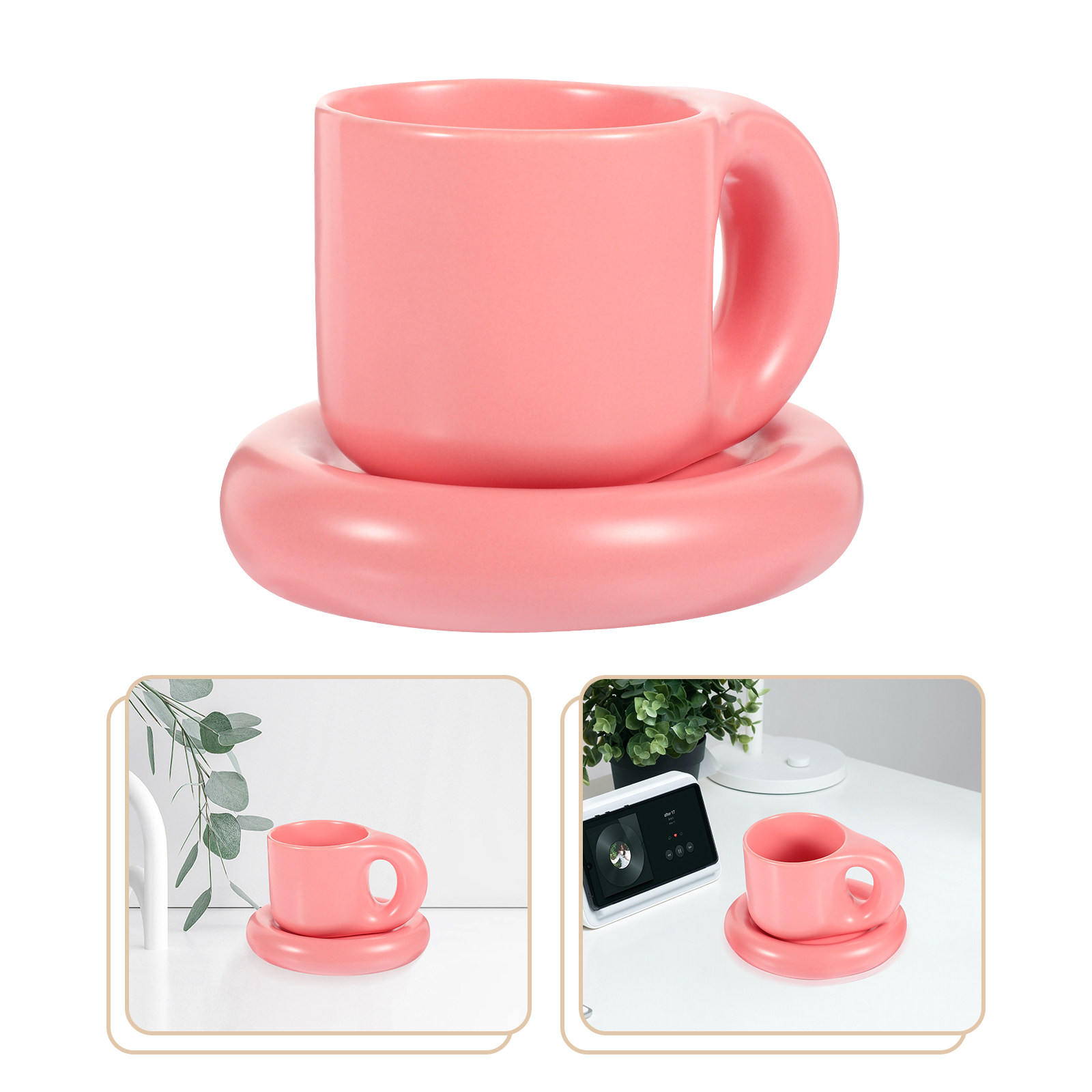 Ceramic Coffee Cup Set with Sa - Coffee Tea Hot ulasan dan harga