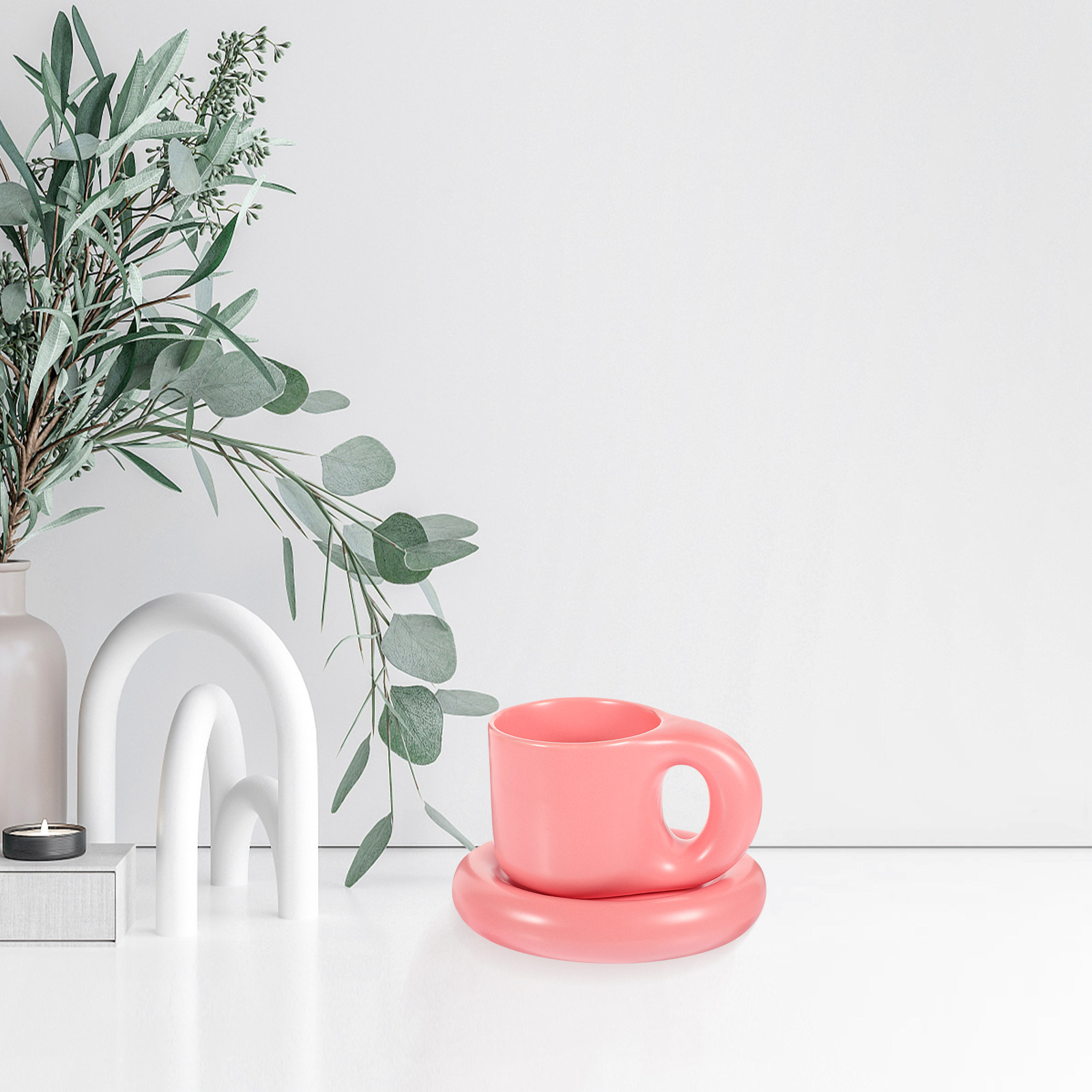 Ceramic Coffee Cup Set with Sa - Coffee Tea Hot ulasan dan harga