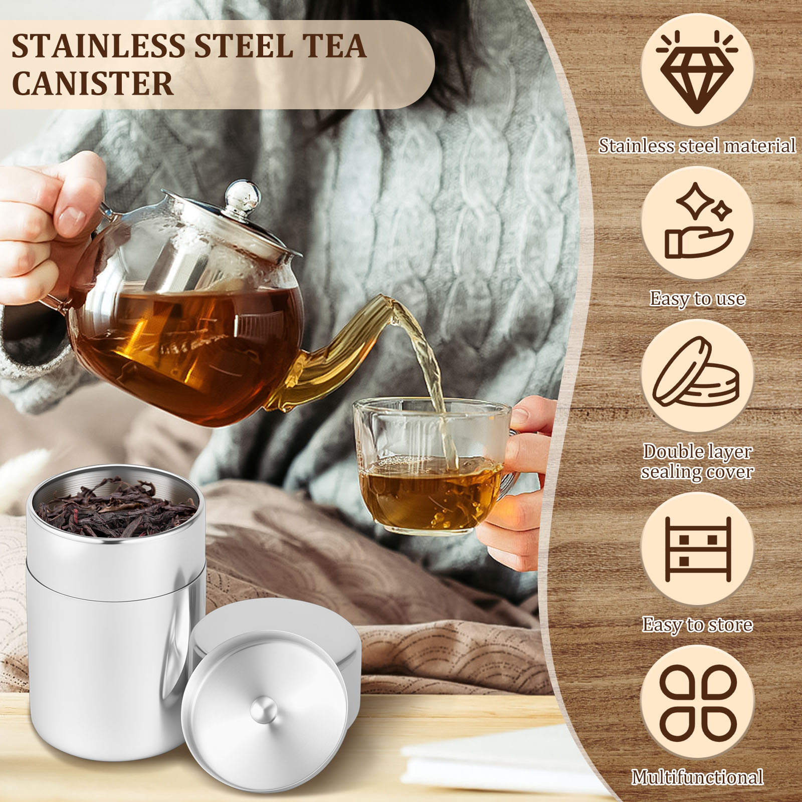 Stainless Steel Tea Leaf Tins  - Coffee Bean And Tea Leaf ulasan dan harga